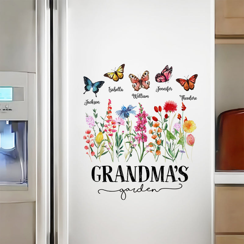 Mom's Grandma's Garden Butterflies - Gift For Mother, Nana, Grandmother - Personalized Decor Decal