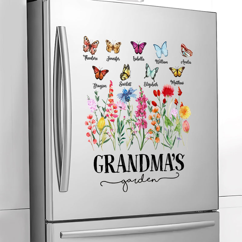 Mom's Grandma's Garden Butterflies - Gift For Mother, Nana, Grandmother - Personalized Decor Decal