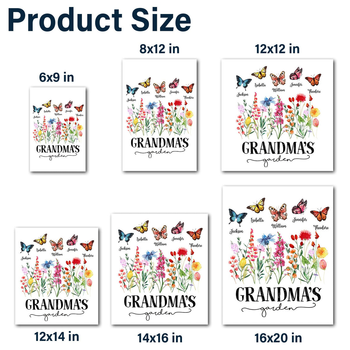 Mom's Grandma's Garden Butterflies - Gift For Mother, Nana, Grandmother - Personalized Decor Decal