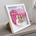 Custom Photo Mother And Daughter Forever Linked Together - Gift For Mom, Mommy - Personalized Flower Shadow Box