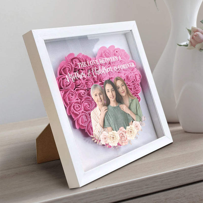 Custom Photo Mother And Daughter Forever Linked Together - Gift For Mom, Mommy - Personalized Flower Shadow Box