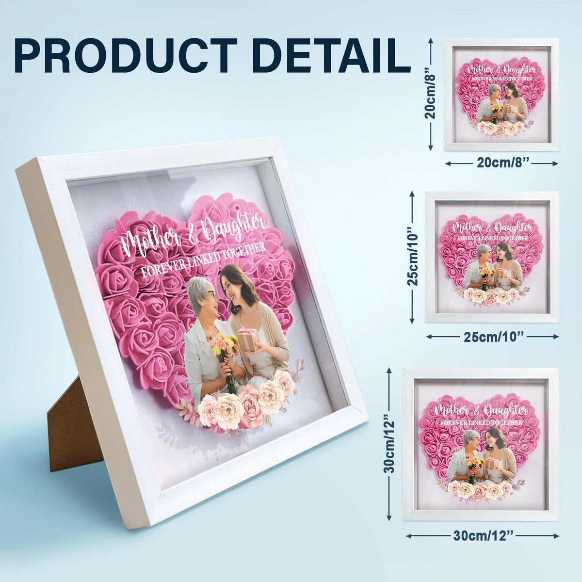 Photo personnalisée mère et fille liées à jamais - Cadeau pour maman, maman - Boîte à fleurs personnalisée
