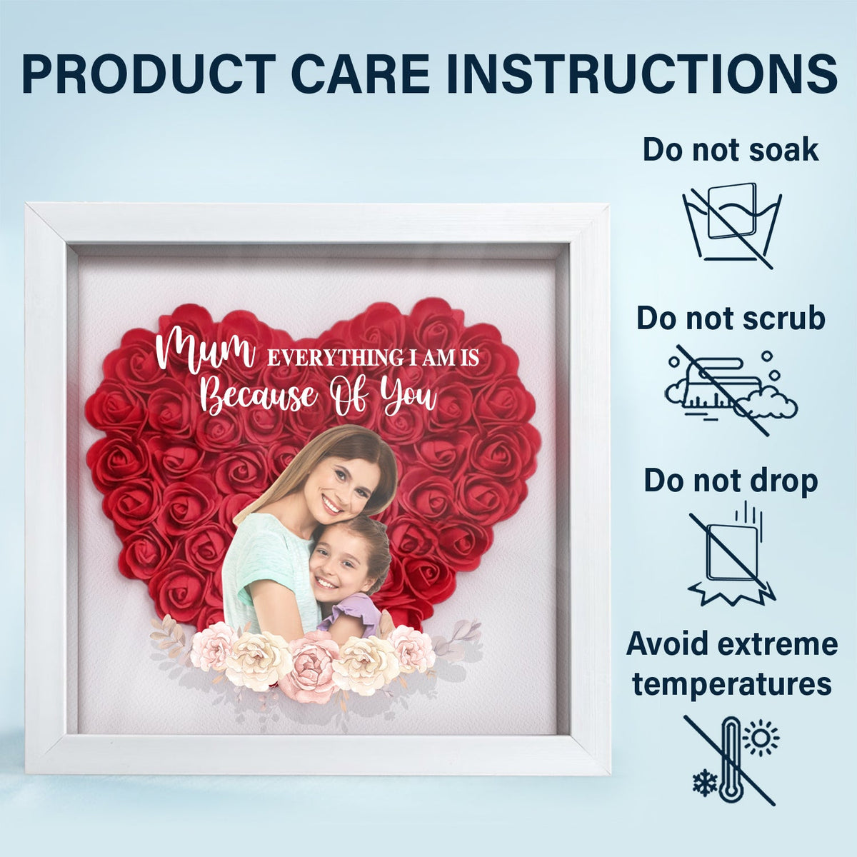 Photo personnalisée mère et fille liées à jamais - Cadeau pour maman, maman - Boîte à fleurs personnalisée