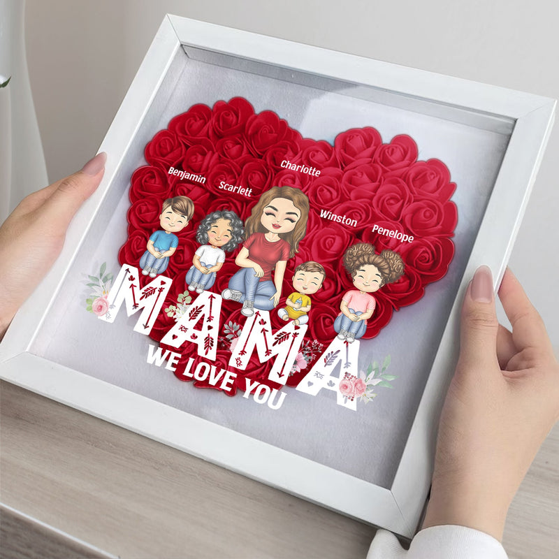 Mom Grandma We Love You - Loving Gift For Mother, Grandmother - Personalized Flower Shadow Box