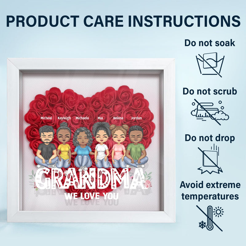 Mom Grandma We Love You - Loving Gift For Mother, Grandmother - Personalized Flower Shadow Box