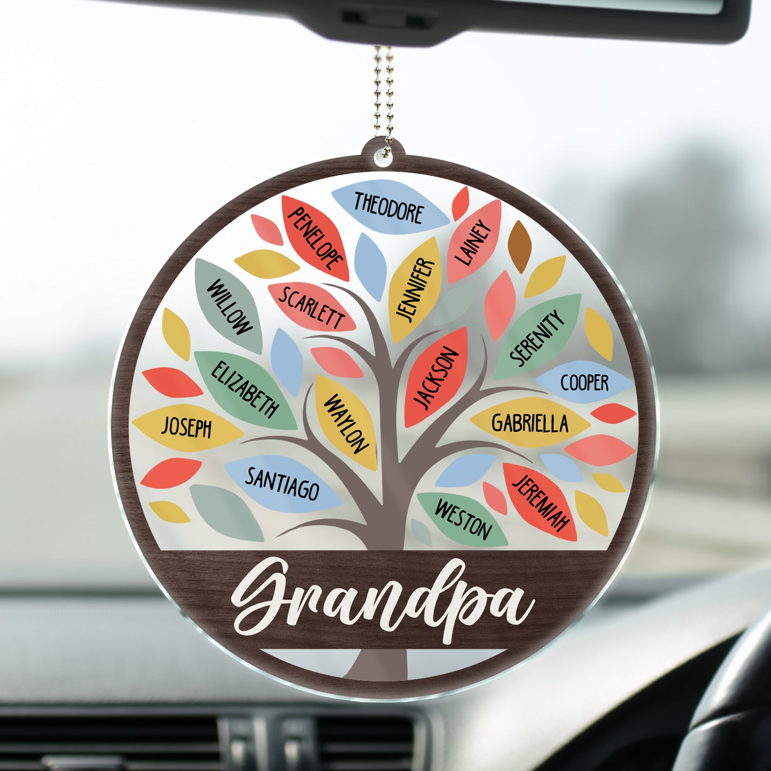 Dad Grandpa Tree - Gift For Father, Grandfather - Personalized Acrylic Car Hanger