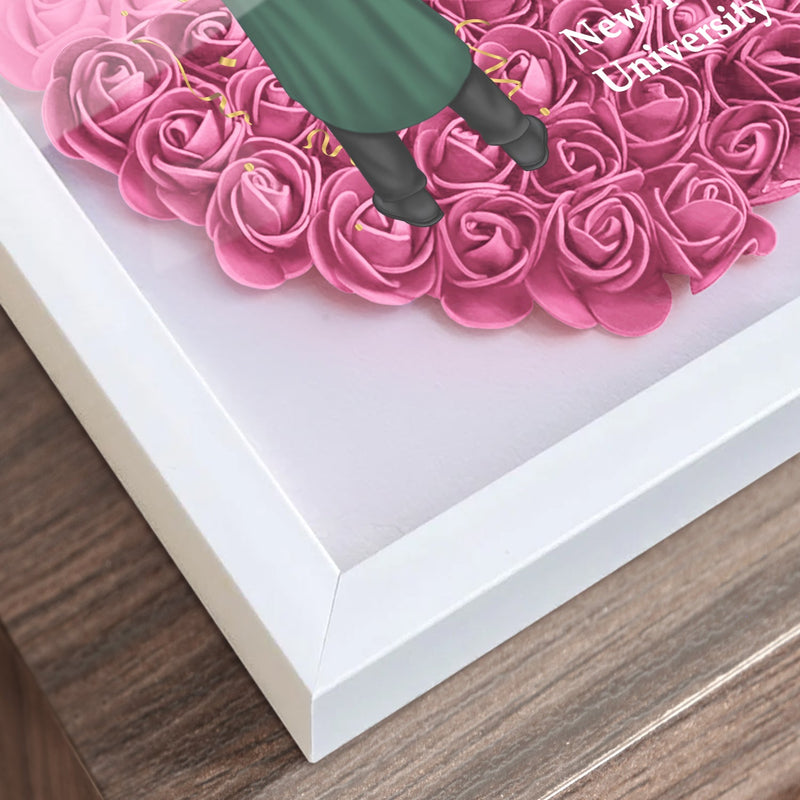 She Believed She Could - Graduation Gift, Gift For Friends - Personalized Flower Shadow Box