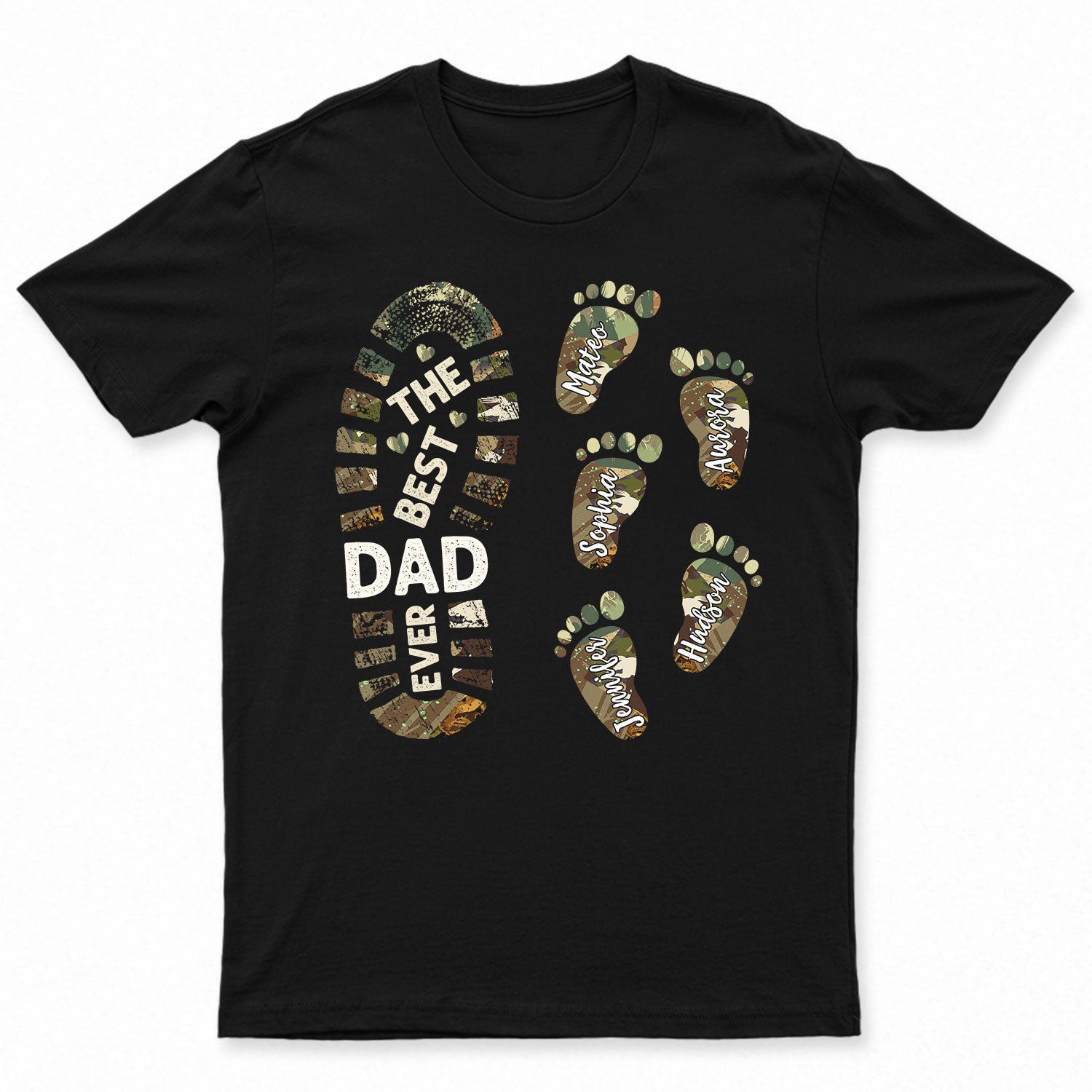 The Best Dad Grandpa Ever Footprints - Gift For Father, Grandfather - Personalized T Shirt