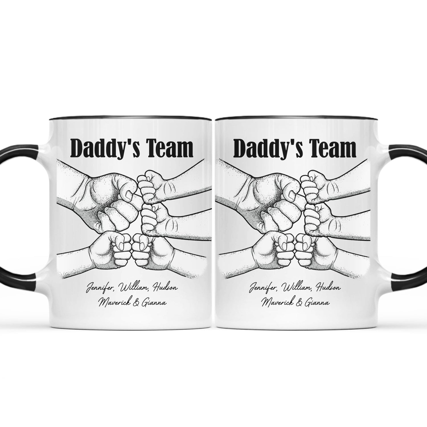 Daddy's Grandpa's Team Fist Bump - Gift For Father, Dad, Grandfather - Personalized Accent Mug
