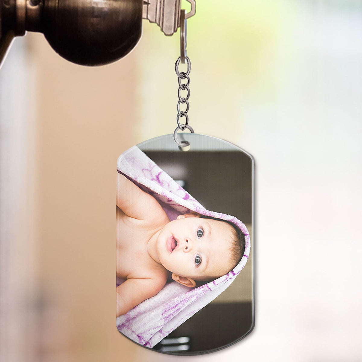 Custom Photo Dear Dad Thanks For Wiping - Gift For Father, Mother, New Mom, New Dad - Personalized Aluminum Keychain