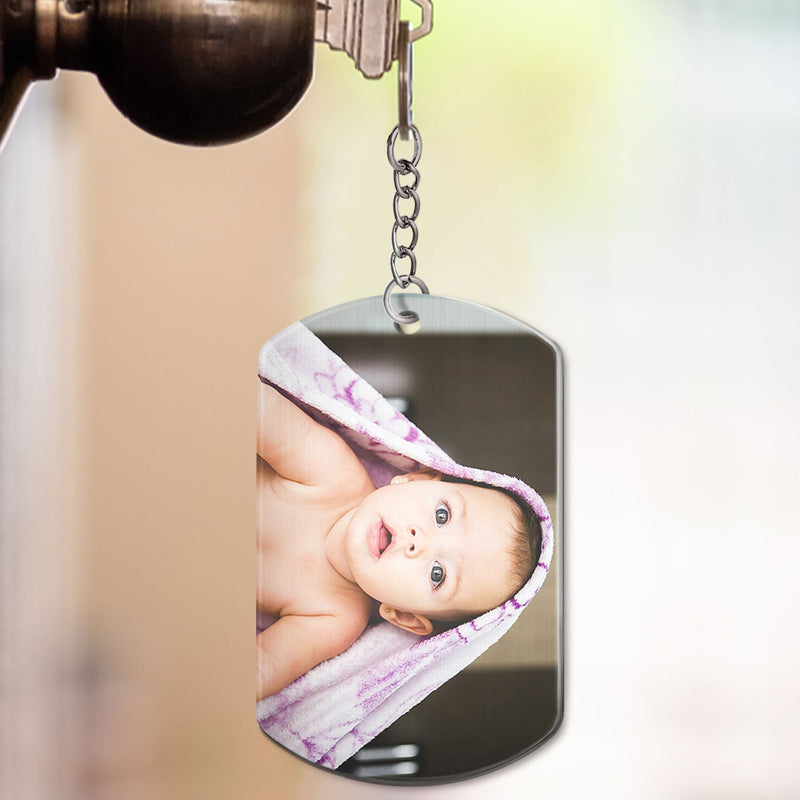 Custom Photo Dear Dad Thanks For Wiping - Gift For Father, Mother, New Mom, New Dad - Personalized Aluminum Keychain