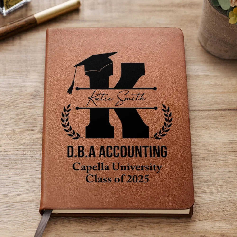 Monogram Graduation Ceremony - Graduation Gift, Gift For Friends - Personalized Leather Journal