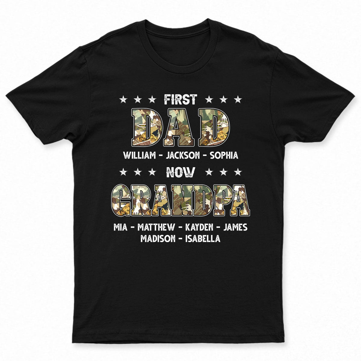 First Dad Now Grandpa - Gift For Father, Grandfather - Personalized T Shirt
