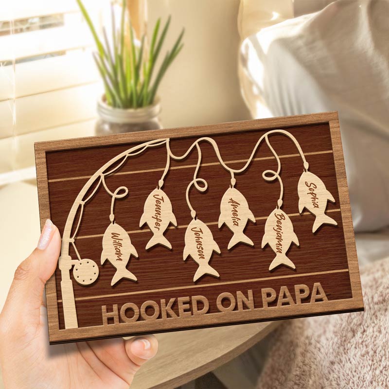 Hooked On Dad Grandpa - Gift For Father, Grandfather - Personalized 2- -  Wander Prints™