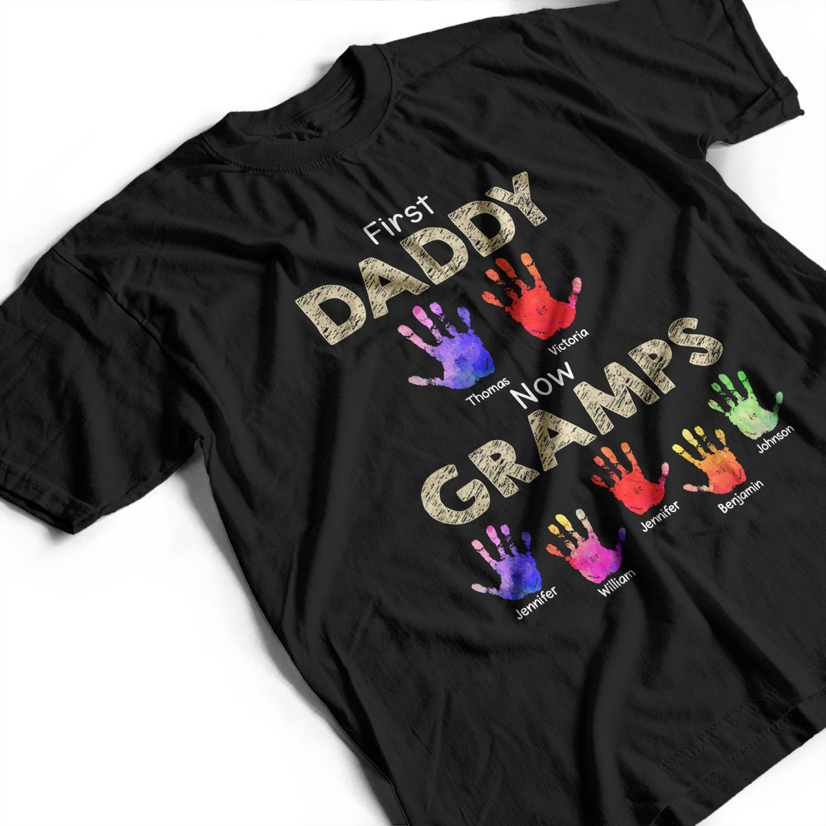 First Dad Now Grandpa Handprints - Gift For Father, Grandfather - Pers ...