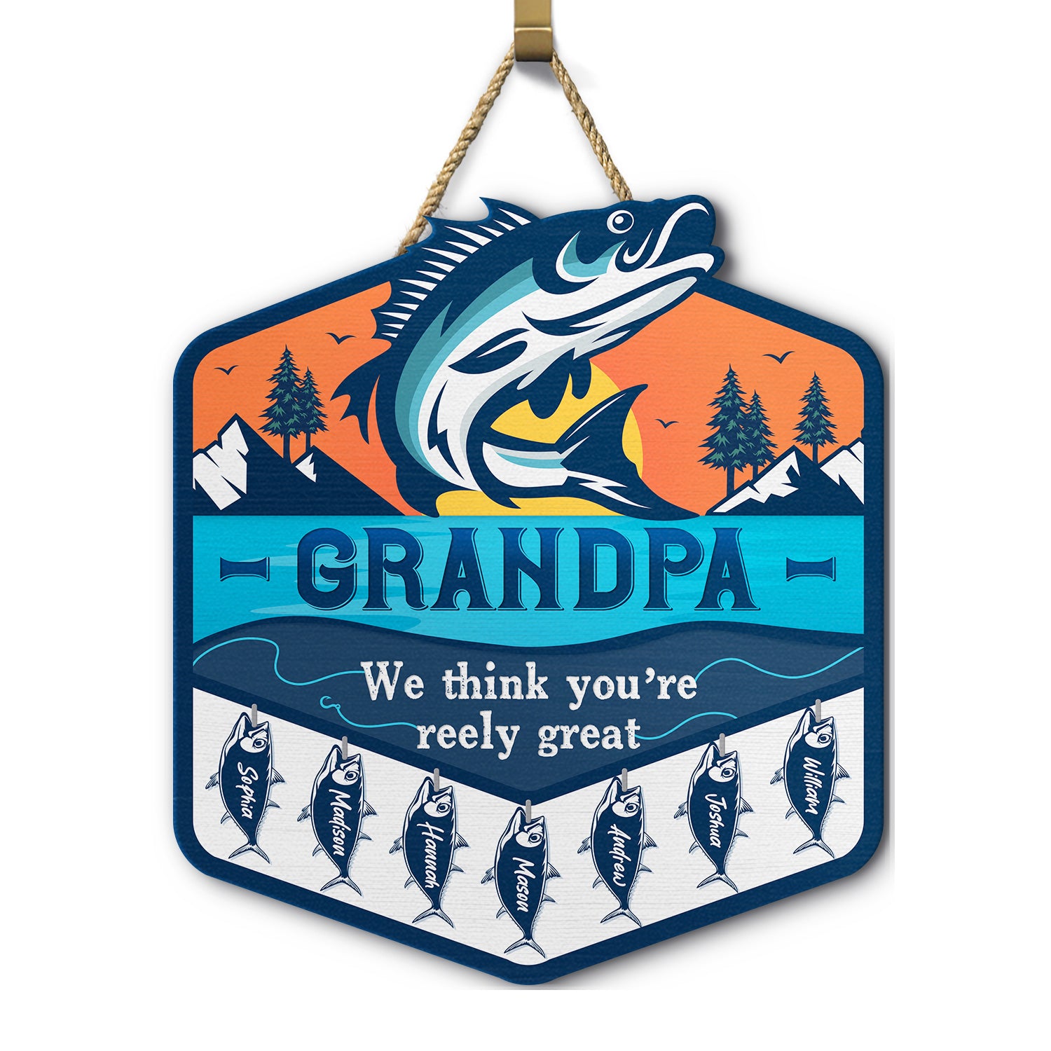 Grandpa We Think You're Reely Great - Personalized Custom Shaped Wood Sign