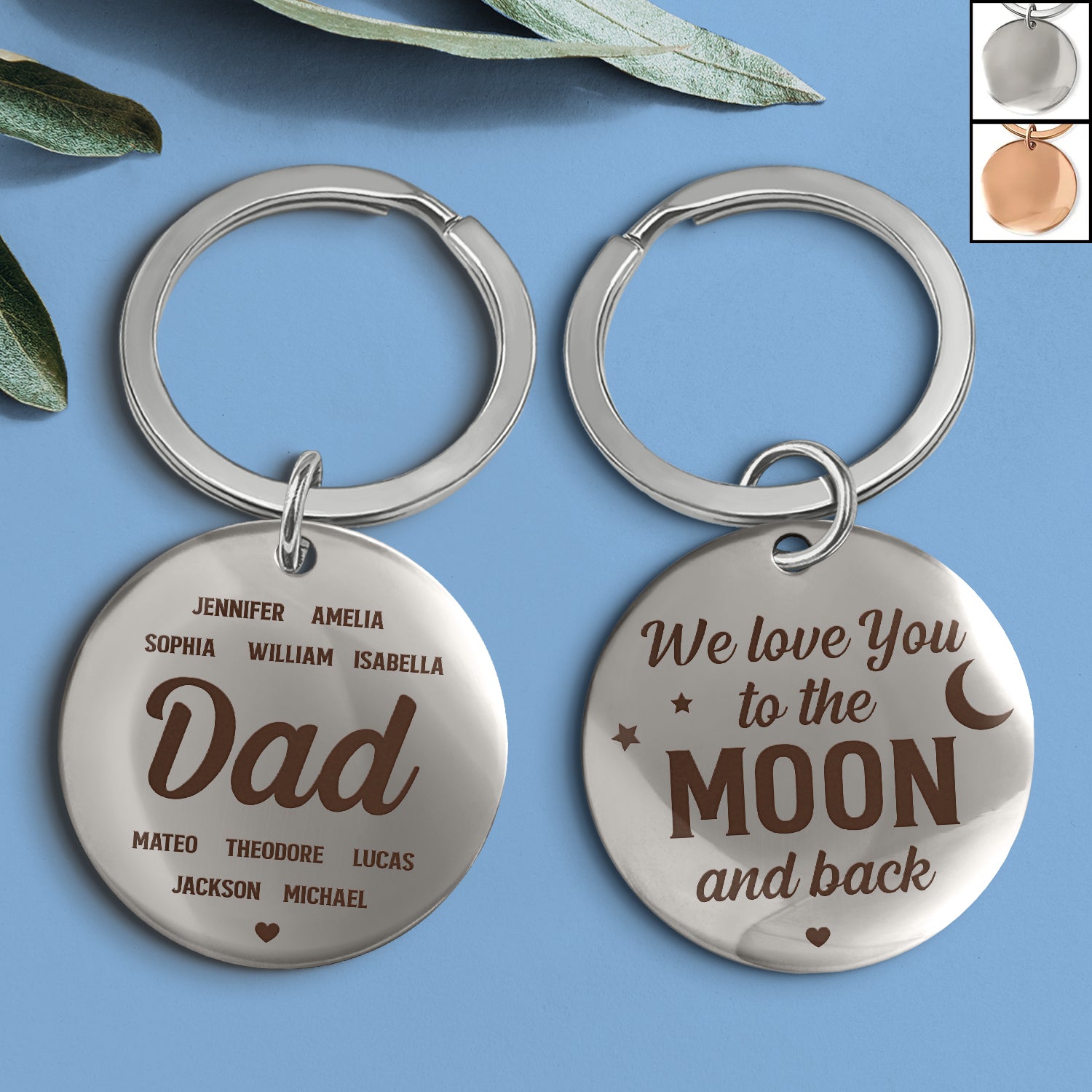 Dad We Love You To The Moon And Back - Personalized Keyring