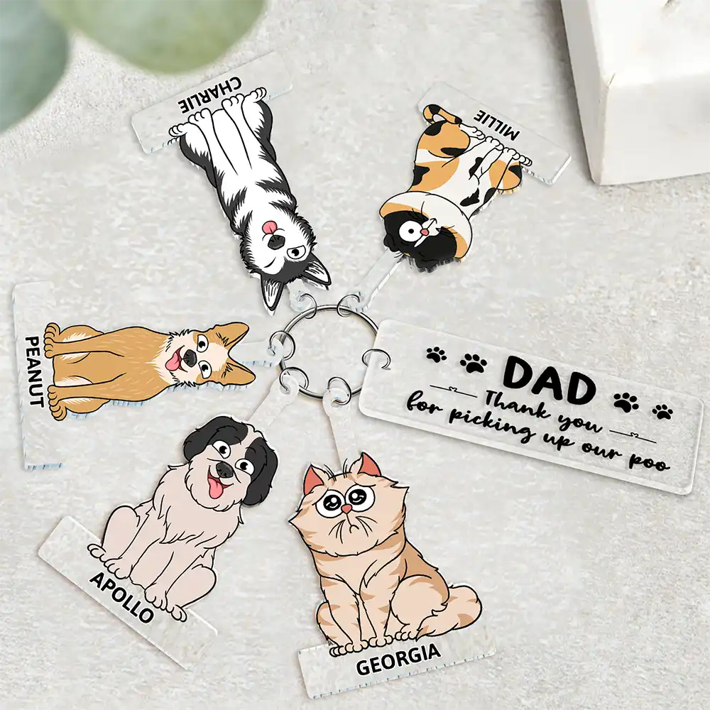 Dad Mom Dog Cat Thank You For Picking Up Our Poo - Personalized Acrylic Tag Keychain
