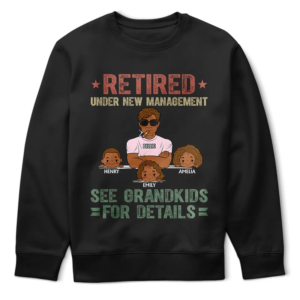 Retraité sous une nouvelle direction. Voir les petits-enfants pour plus de détails - T-shirt personnalisé