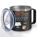Dog Dad Thank You For Being My Dad - Personalized 14oz Stainless Steel Tumbler With Handle