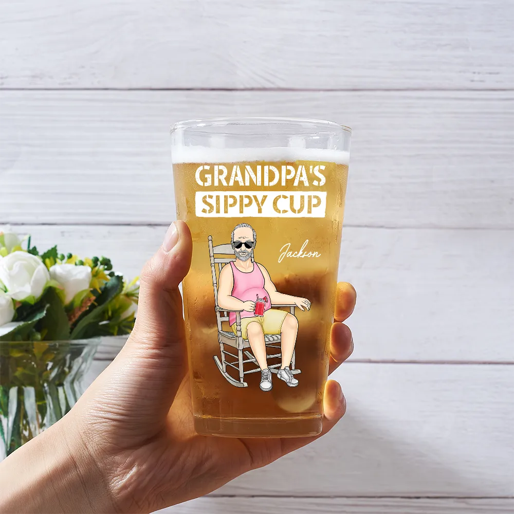 Daddy's Grandpa's Sippy Cup - Personalized Beer Glass