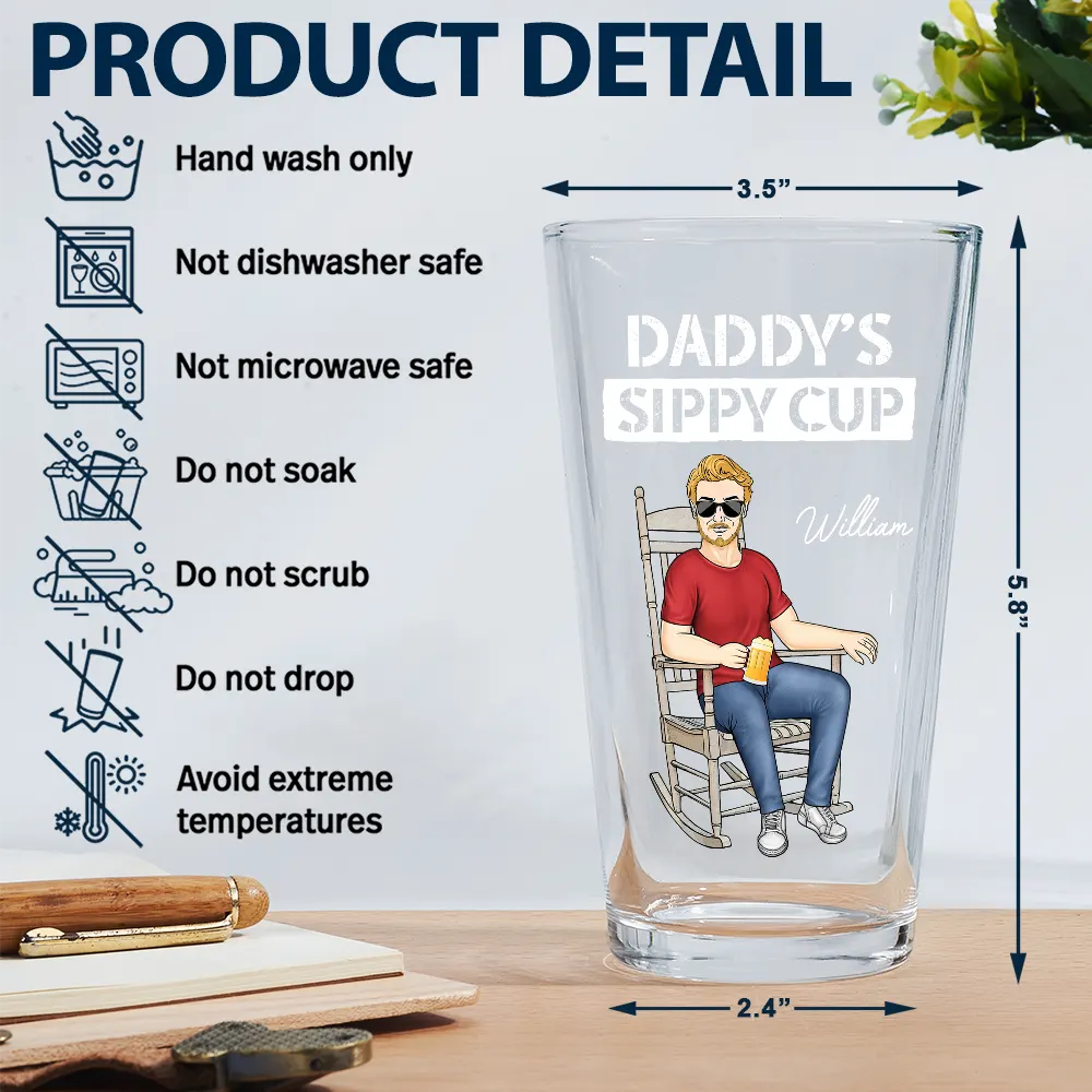 Daddy's Grandpa's Sippy Cup - Personalized Beer Glass