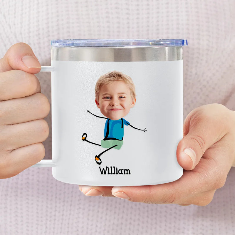 Photo personnalisée pour papa (Les raisons pour lesquelles vous buvez drôle) - Gobelet personnalisé en acier inoxydable de 14 oz avec poignée