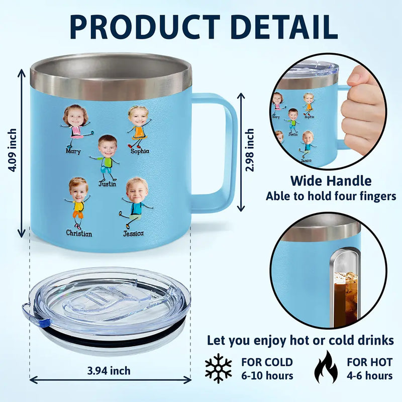 Photo personnalisée pour papa (Les raisons pour lesquelles vous buvez drôle) - Gobelet personnalisé en acier inoxydable de 14 oz avec poignée