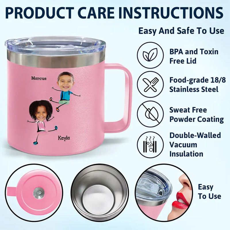 Photo personnalisée pour papa (Les raisons pour lesquelles vous buvez drôle) - Gobelet personnalisé en acier inoxydable de 14 oz avec poignée