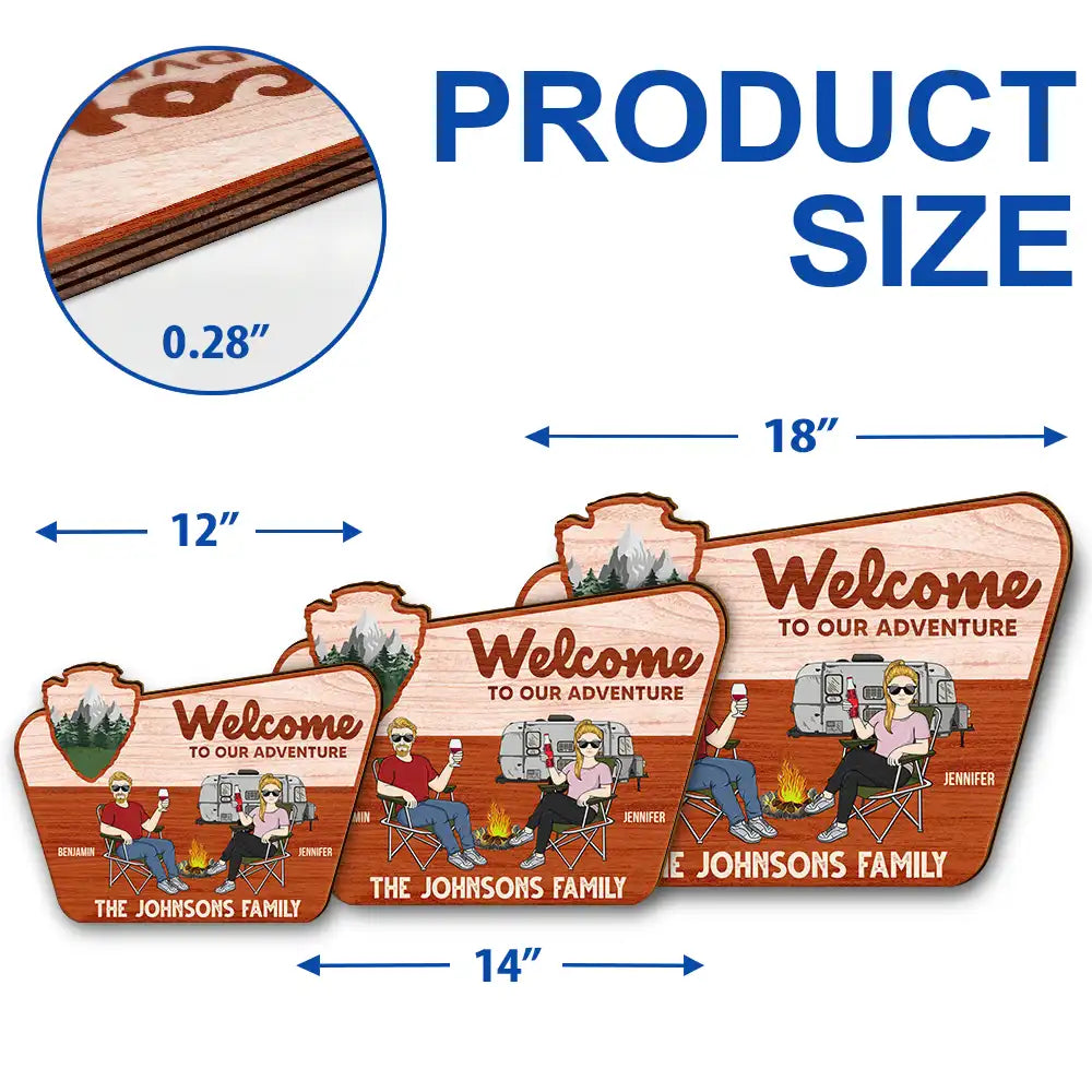 Welcome To Our Adventure - Personalized Custom Shaped Wood Sign