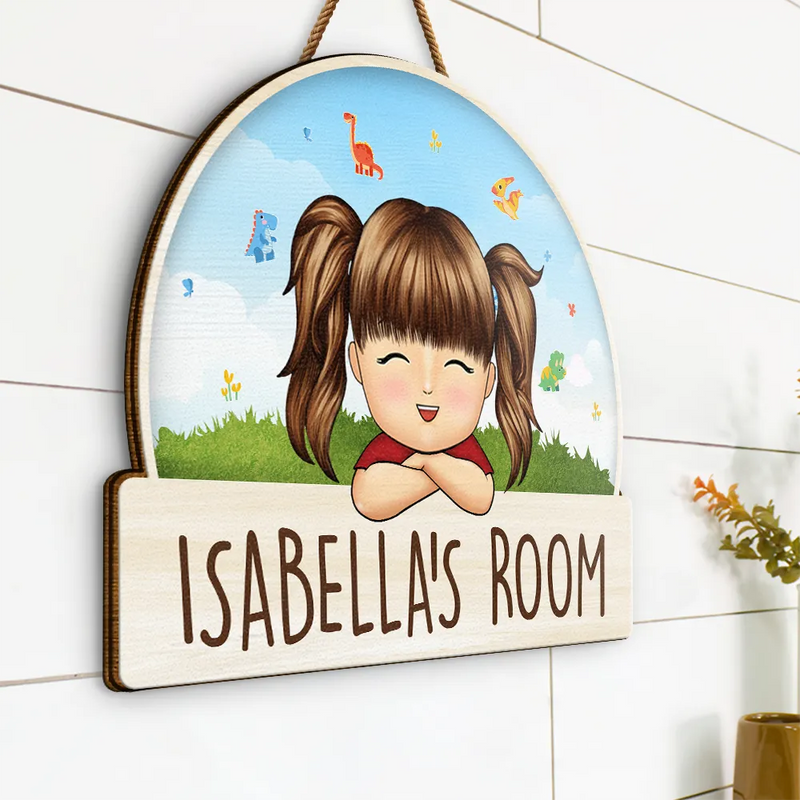 Kid Welcome To My Room - Personalized Custom Shaped Wood Sign