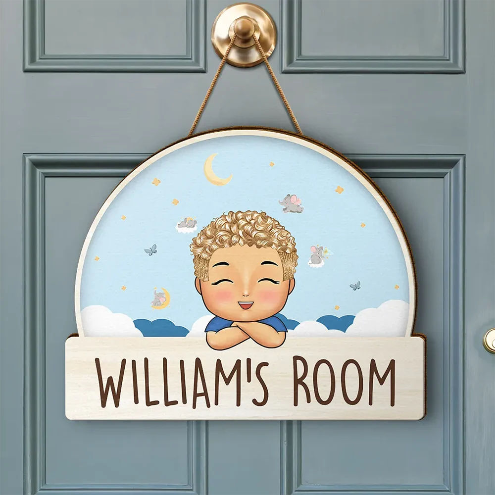 Kid Welcome To My Room - Personalized Custom Shaped Wood Sign