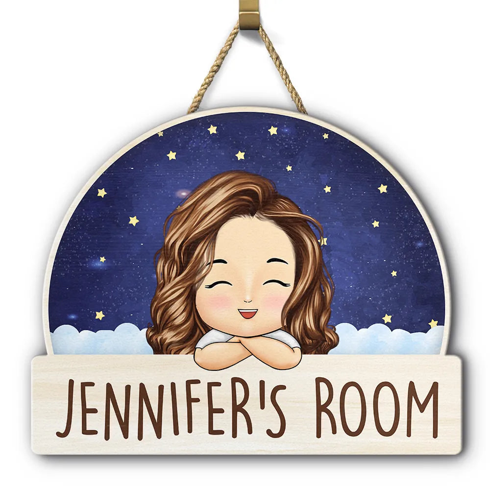 Kid Welcome To My Room - Personalized Custom Shaped Wood Sign