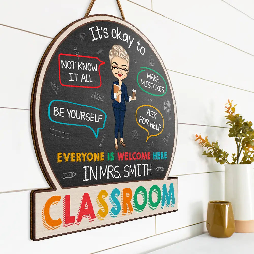 Dans cette salle de classe, c'est acceptable - Panneau en bois personnalisé en forme de cœur