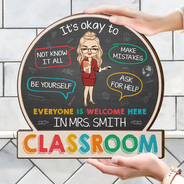 Dans cette salle de classe, c'est acceptable - Panneau en bois personnalisé en forme de cœur