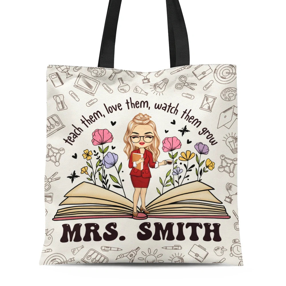 Apprenez-leur à les aimer, regardez-les grandir, professeur - Sac en toile zippé personnalisé