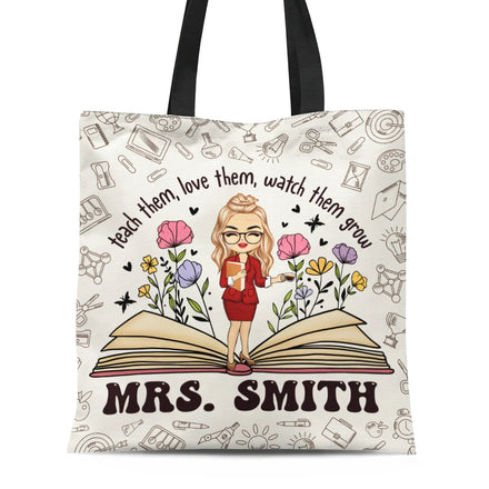 Apprenez-leur à les aimer, regardez-les grandir, professeur - Sac en toile zippé personnalisé