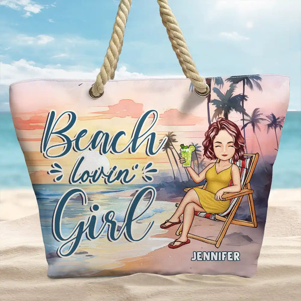Beach Lovin' Girl - Personalized Beach Bag