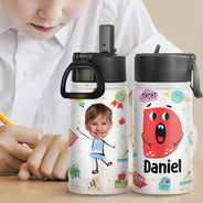Lettre photo personnalisée pour écolier - Bouteille d'eau personnalisée pour enfants