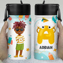 Letter Monogram School - Personalized Kids Water Bottle