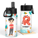 Letter Monogram School - Personalized Kids Water Bottle
