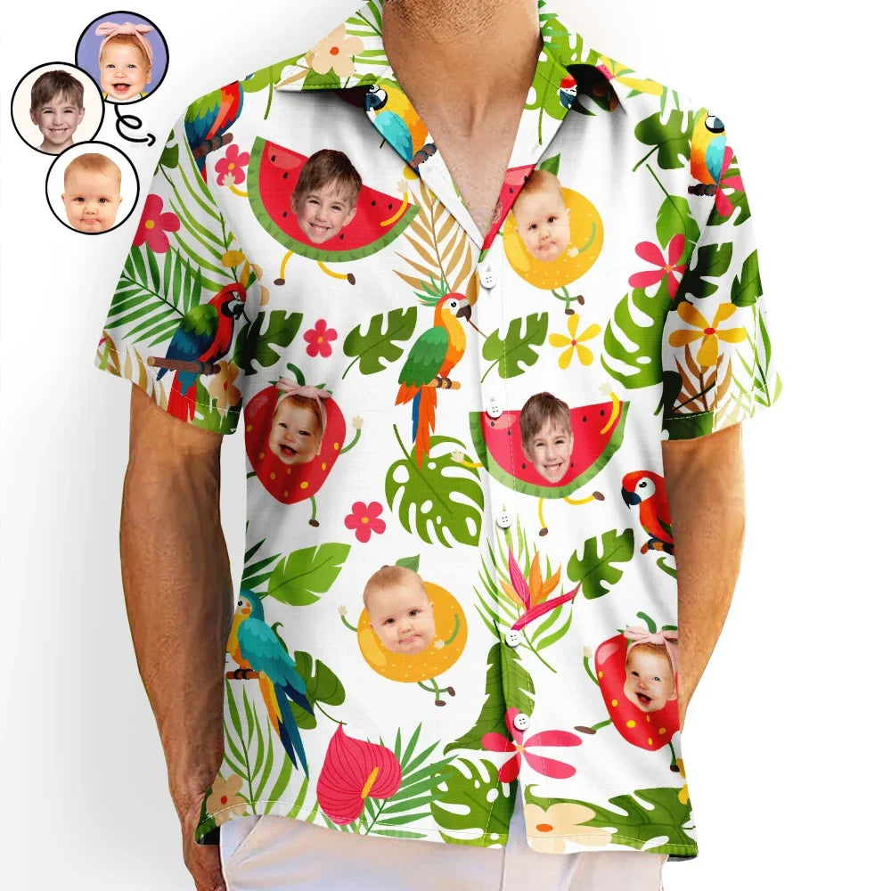 Custom Photo Tropical Fruit Kids - Personalized Hawaiian Shirt