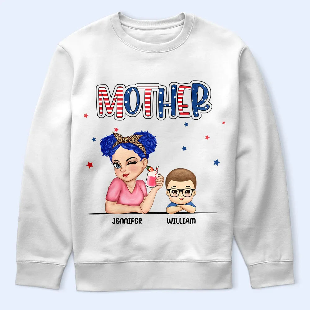 Grandma And Grandkids Stars And Stripes - Personalized T Shirt