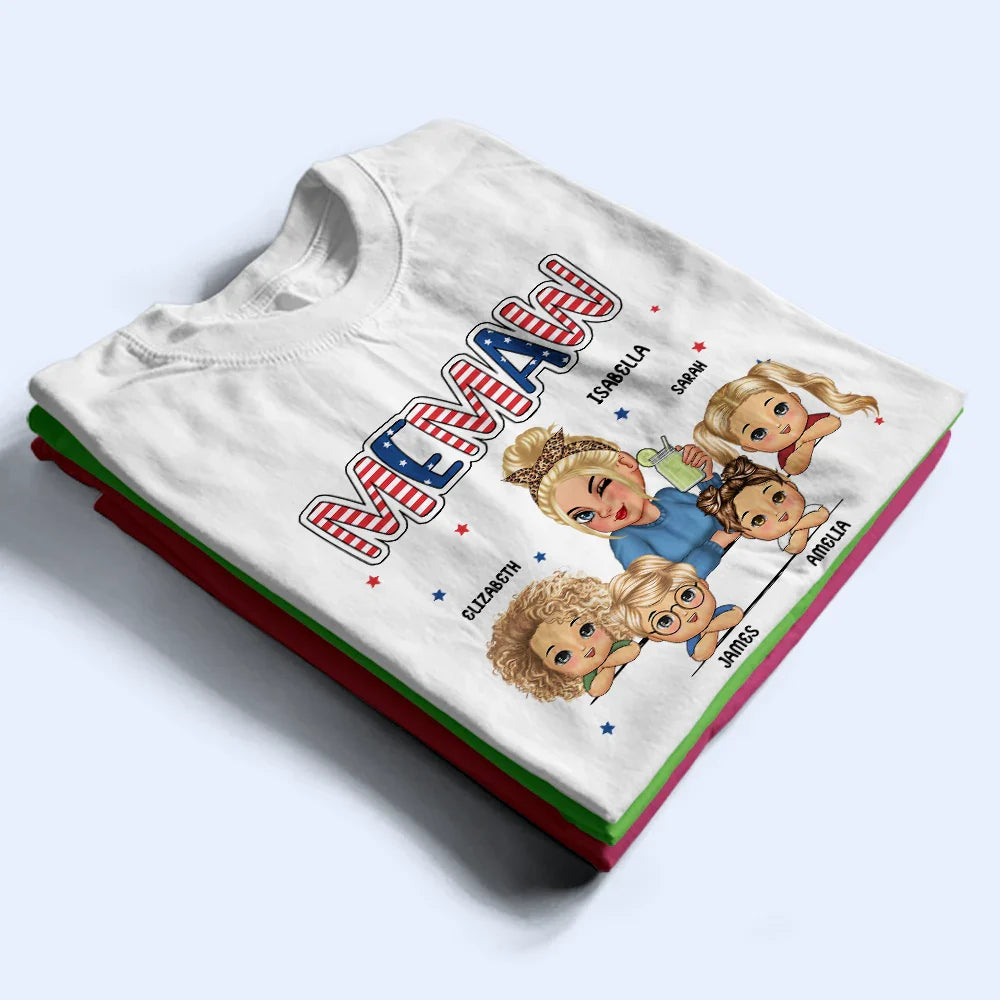 Grandma And Grandkids Stars And Stripes - Personalized T Shirt
