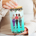 Because Of You I Laugh A Little Harder Friendship - Personalized Ombre Frosted Glass Can