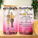 Because Of You I Laugh A Little Harder Friendship - Personalized Ombre Frosted Glass Can