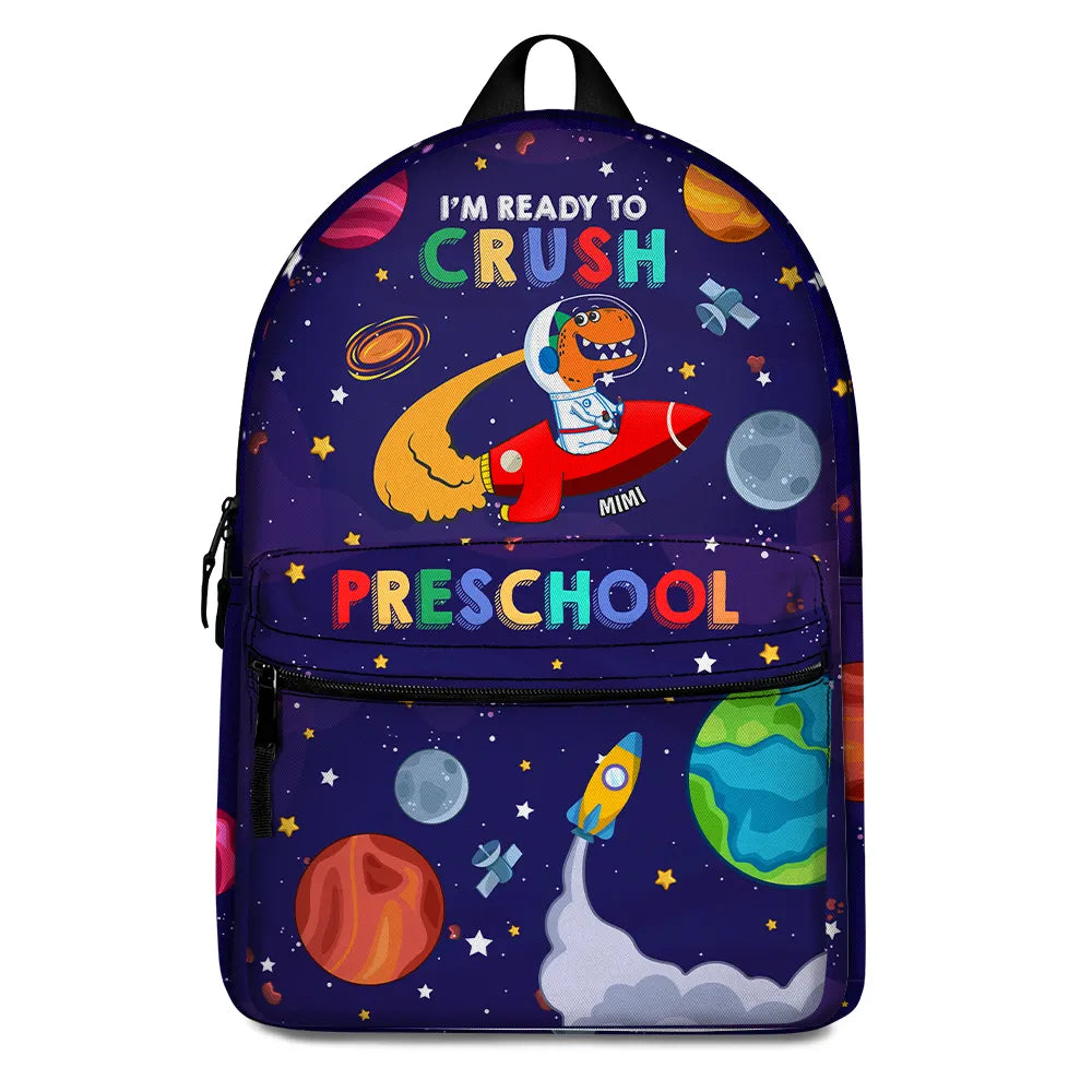Astronaut Dinosaur I'm Ready To Crush - Personalized Canvas Backpack