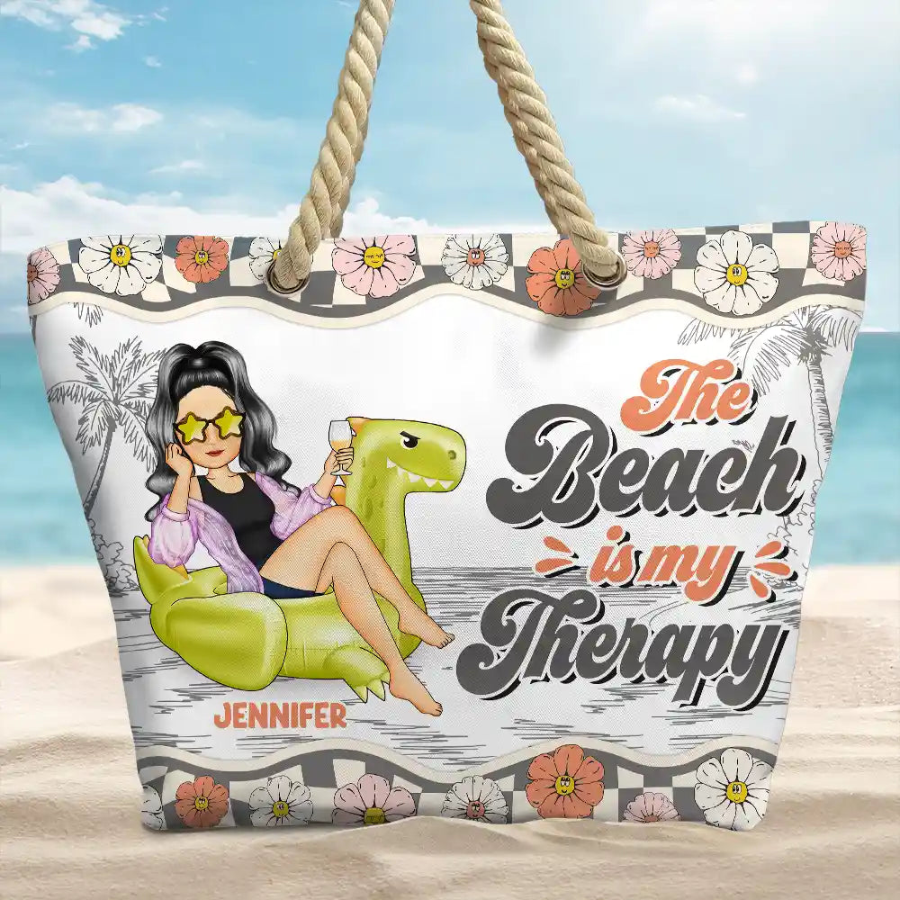 Flamingo Float Just A Girl Who Loves Beach - Personalized Beach Bag