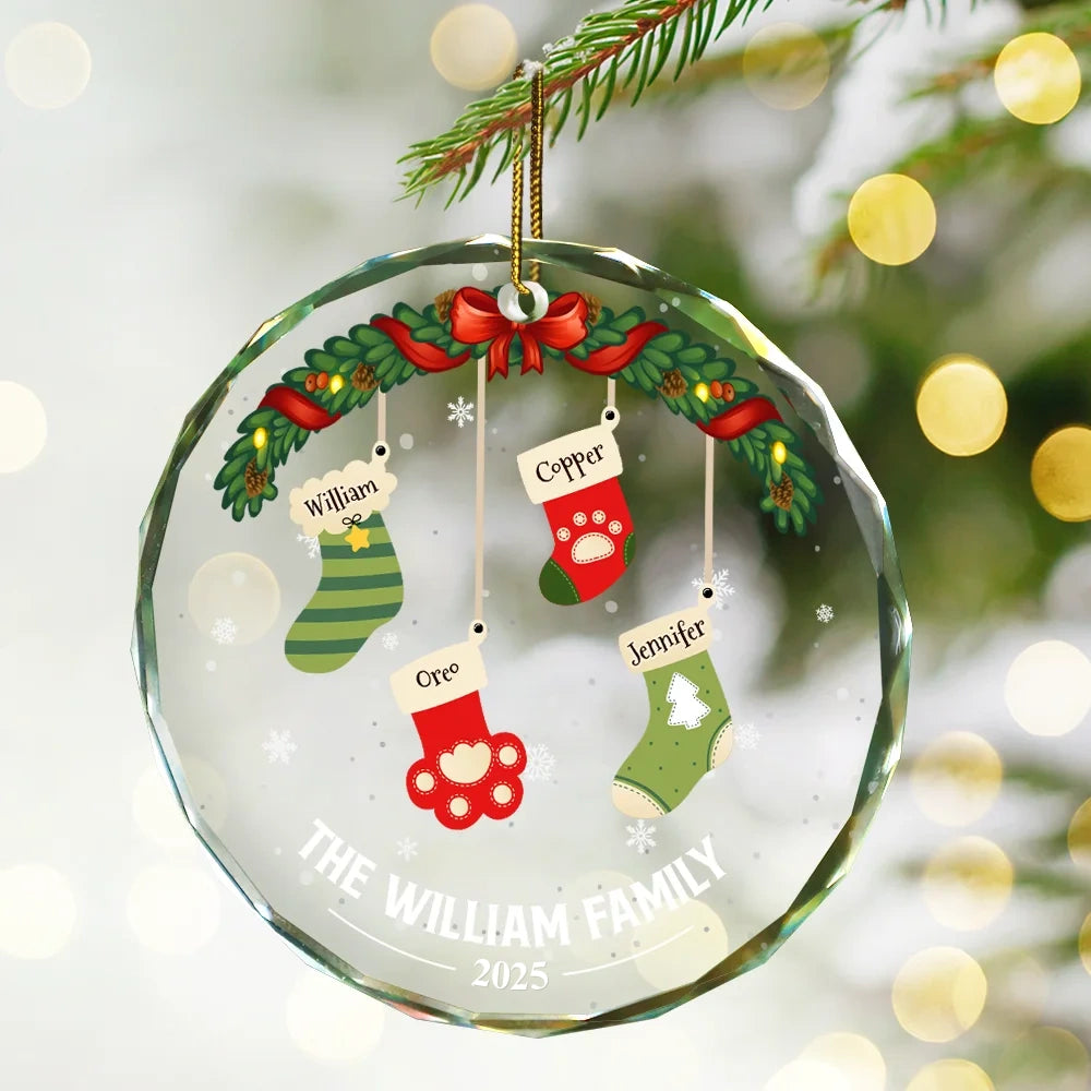 Family Stockings - Personalized Circle Glass Ornament