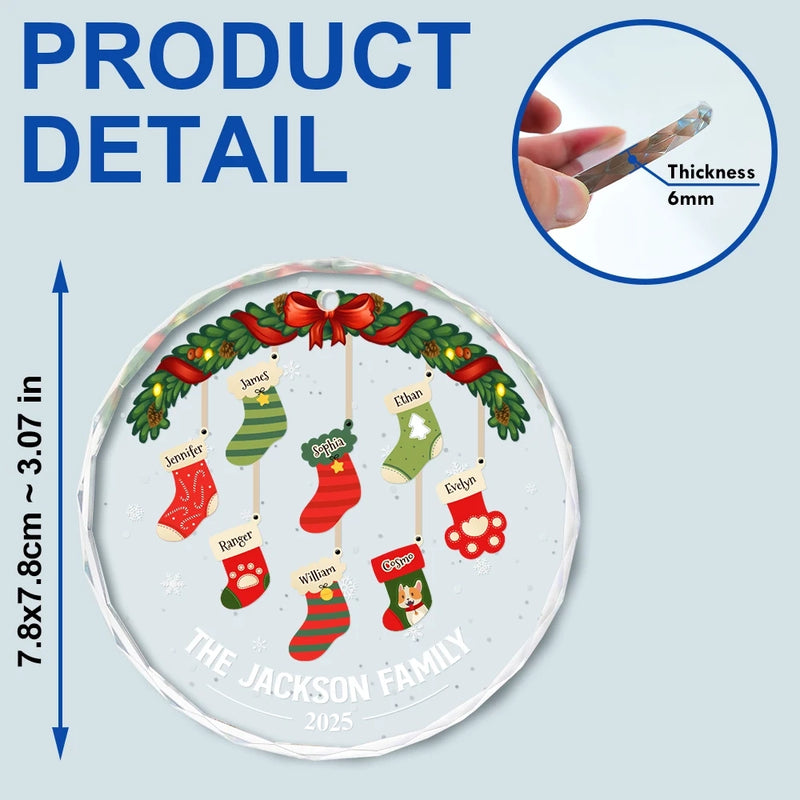 Family Stockings - Personalized Circle Glass Ornament